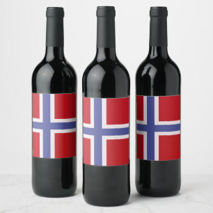 Étiquette Pour Bouteilles De Vin Drapeau norvégien