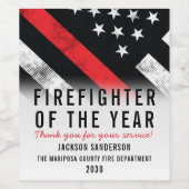 Étiquette Pour Bouteilles De Vin Drapeau pompier Ligne rouge Reconnaissance des emp (Étiquettes simples)