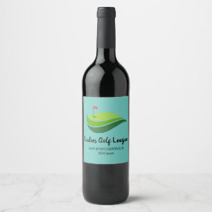 Étiquette Pour Bouteilles De Vin Drapeau rouge de la Ligue de golf pour les dames