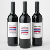 Étiquette Pour Bouteilles De Vin Drapeau thaïlandais avec votre nom (Bouteilles)