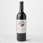 Étiquette Pour Bouteilles De Vin Drapeau USA (Devant)