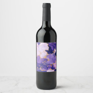 Étiquette Pour Bouteilles De Vin Dreamy Lavender alcohol inks and gold
