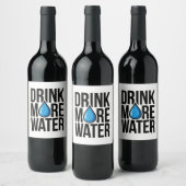 Étiquette Pour Bouteilles De Vin DRINK MORE WATER with a blue drop icon (Bouteilles)