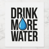 Étiquette Pour Bouteilles De Vin DRINK MORE WATER with a blue drop icon (Étiquettes simples)