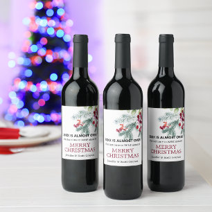 Étiquette Pour Bouteilles De Vin Drôle 2025 est presque terminé Greenery d'hiver de