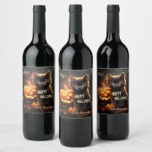 Étiquette Pour Bouteilles De Vin Drôle Chat Noir Kitten Halloween (Bouteilles)