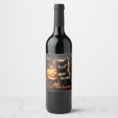 Étiquette Pour Bouteilles De Vin Drôle Chat Noir Kitten Halloween (Devant)