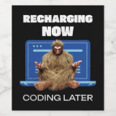 Étiquette Pour Bouteilles De Vin Drôle de Bigfoot Programmeur Rechargeant le Codage (Étiquettes simples)