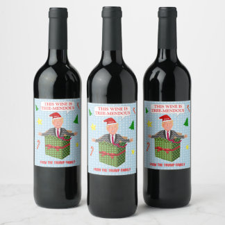 Étiquette Pour Bouteilles De Vin Drôle Donald Trump Humour de Noël Arbre-Mendous