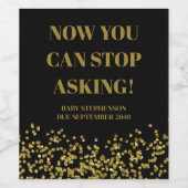 Étiquette Pour Bouteilles De Vin Drôle mignon Noir et Or Grossesse Faire-part (Étiquettes simples)