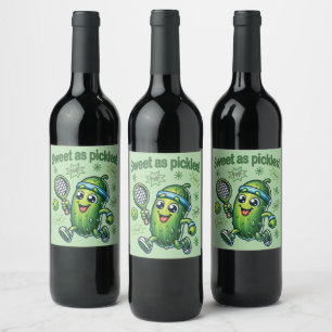 Étiquette Pour Bouteilles De Vin Drôle Mignon Sucré comme des Pickles Pickleball