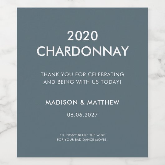 Étiquette Pour Bouteilles De Vin Drôle Moderne Gris Ardoise Merci Fête Mariage (Étiquettes simples)
