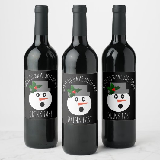 Étiquette Pour Bouteilles De Vin Drôle Noël Snowman Meltdown Drink Fast (Bouteilles)
