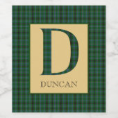 Étiquette Pour Bouteilles De Vin Duncan Tartan Monogramme D (Étiquettes simples)