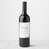 Étiquette Pour Bouteilles De Vin Dusty Blue Mauve Floral Mariage (Devant)