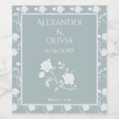 Étiquette Pour Bouteilles De Vin Dusty Blue Rose Wedding Wine Label (Étiquettes simples)