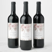 Étiquette Pour Bouteilles De Vin Dusty Rose Blush Ivory Floral Mariage Réception (Bouteilles)