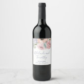 Étiquette Pour Bouteilles De Vin Dusty Rose Florals Mariage (Devant)