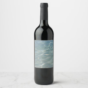 Étiquette Pour Bouteilles De Vin Eau des Caraïbes Bleu Abstrait Nature