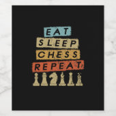 Étiquette Pour Bouteilles De Vin Échecs - Manger Dormir Échecs Répéter (Étiquettes simples)