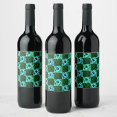 Étiquette Pour Bouteilles De Vin Échecs ou cyan vert et bleu ciel, avec rectangle (Bouteilles)