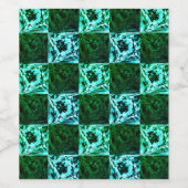 Étiquette Pour Bouteilles De Vin Échecs ou cyan vert et bleu ciel, avec rectangle (Étiquettes simples)