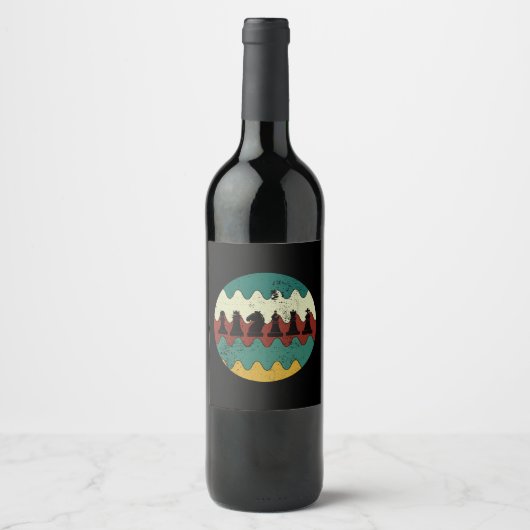 Étiquette Pour Bouteilles De Vin Échecs - Pièces d'échecs Retro (Devant)