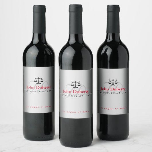 Étiquette Pour Bouteilles De Vin Échelles classiques de justice | Initiales en arge (Bouteilles)