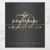 Étiquette Pour Bouteilles De Vin Échelles classiques de justice | Initiales or (Étiquettes simples)