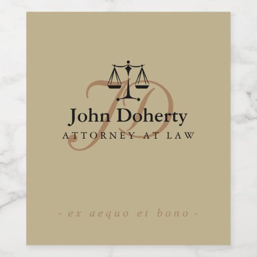 Étiquette Pour Bouteilles De Vin Échelles de justice | Initiales (Étiquettes simples)