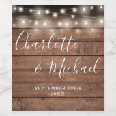 Étiquette Pour Bouteilles De Vin Éclairage de chaîne Signature Script Mariage en bo (Étiquettes simples)