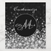 Étiquette Pour Bouteilles De Vin Éclat d'argent monogramme (Étiquettes simples)