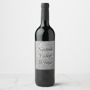 Étiquette Pour Bouteilles De Vin Éclats de Parties scintillant en argent