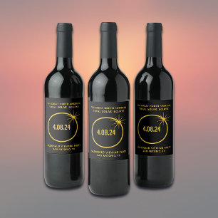 Étiquette Pour Bouteilles De Vin Éclipse solaire totale en Amérique du Nord 04.08.2