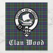 Étiquette Pour Bouteilles De Vin Ecosse Clan Wood Crest & Tartan (Étiquettes simples)