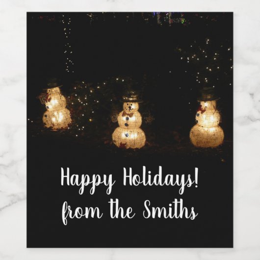 Étiquette Pour Bouteilles De Vin Écran Luminaire Snowman (Étiquettes simples)