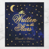 Étiquette Pour Bouteilles De Vin Écrit dans les étoiles Celestial Mariage Blue Gold (Étiquettes simples)