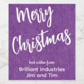 Étiquette Pour Bouteilles De Vin Écriture blanche en denim violet, nom d'entreprise (Étiquettes simples)