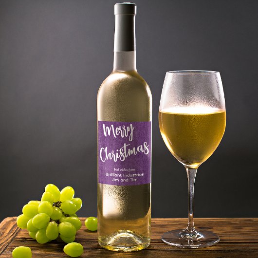 Étiquette Pour Bouteilles De Vin Écriture blanche sur fond de denim violet, nom d'e