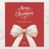 Étiquette Pour Bouteilles De Vin Écriture de crème rouge bosse Noël (Étiquettes simples)