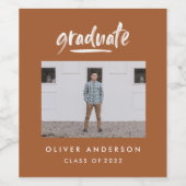 Étiquette Pour Bouteilles De Vin Écriture moderne photo graduation en terre cuite (Étiquettes simples)