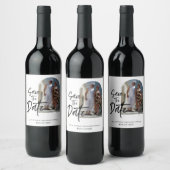 Étiquette Pour Bouteilles De Vin Écriture Photo Enregistrer la date Invitation (Bouteilles)