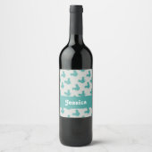 Étiquette Pour Bouteilles De Vin Écureuil bleu sur gris (Devant)