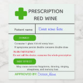 Étiquette Pour Bouteilles De Vin Editable drôle de vin de prescription étiquette mo (Étiquettes simples)