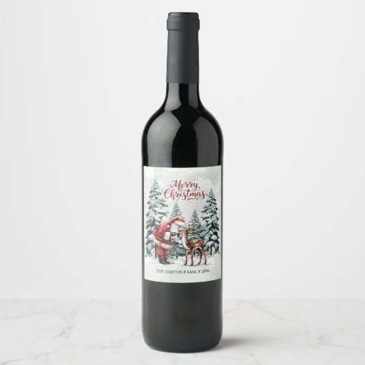 Étiquette Pour Bouteilles De Vin Editable Santa Wine Bottle Label (Devant)