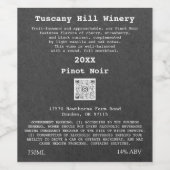 Étiquette Pour Bouteilles De Vin Effet gris Kraft Code QR moderne Description du LO (Étiquettes simples)