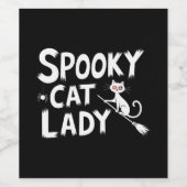 Étiquette Pour Bouteilles De Vin Éffrayant Chat Maman Éffrayante Chat Dame Hallowee (Étiquettes simples)