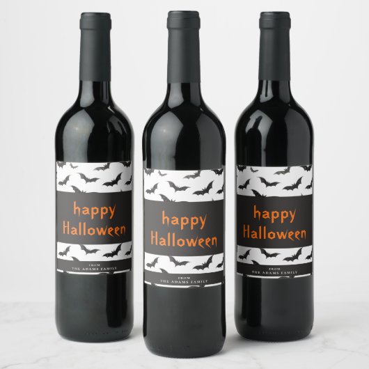 Étiquette Pour Bouteilles De Vin Éffrayant chauves-souris personnalisées Halloween (Bouteilles)