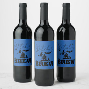 Étiquette Pour Bouteilles De Vin Éffrayant Hauné Maison & Sorcière Silhouette