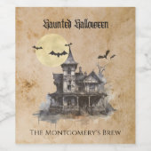 Étiquette Pour Bouteilles De Vin Éffrayant Haunted Castle Halloween Brew (Étiquettes simples)